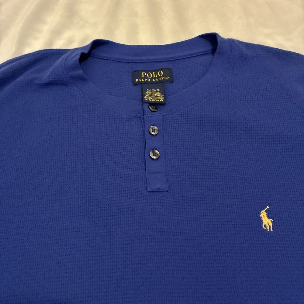 Polo Ralph Lauren Thermal Navy Blue Henley Short Sleeve T-Shirt Men’s Size XL